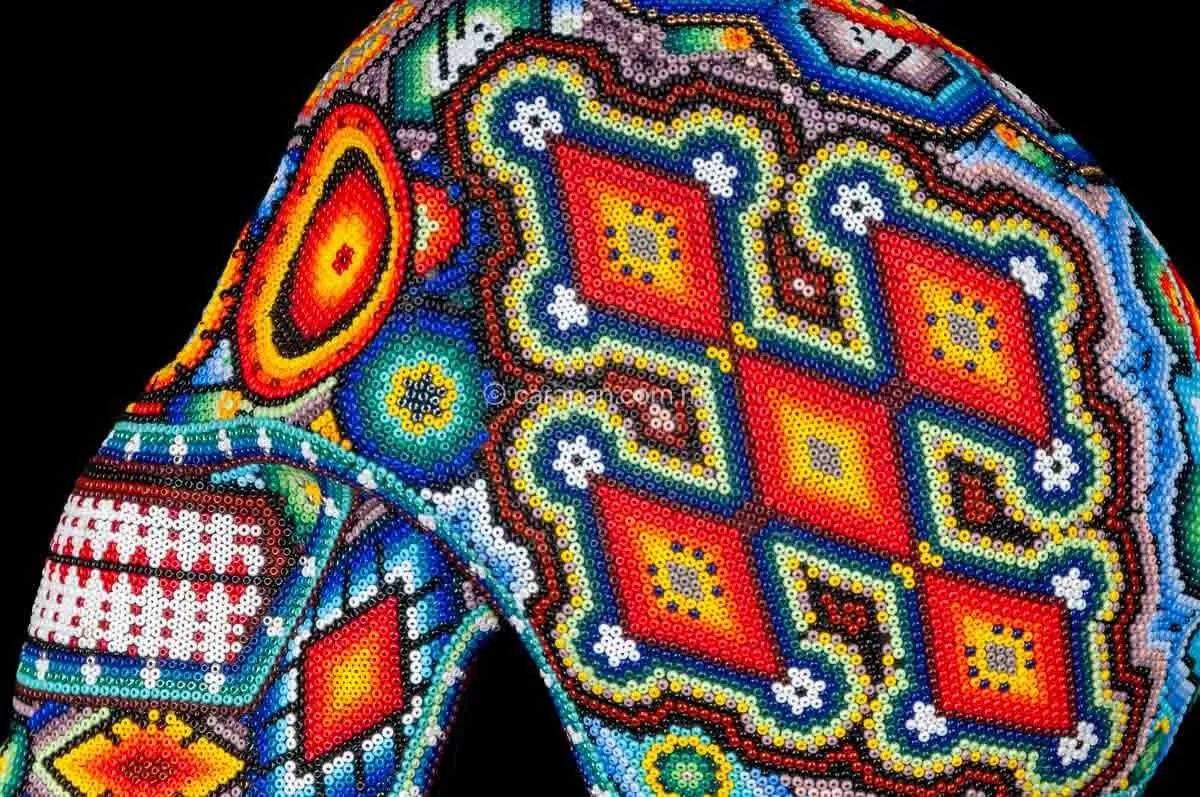 Huichol Beaded Skull Decorated with  Sacred Symbols