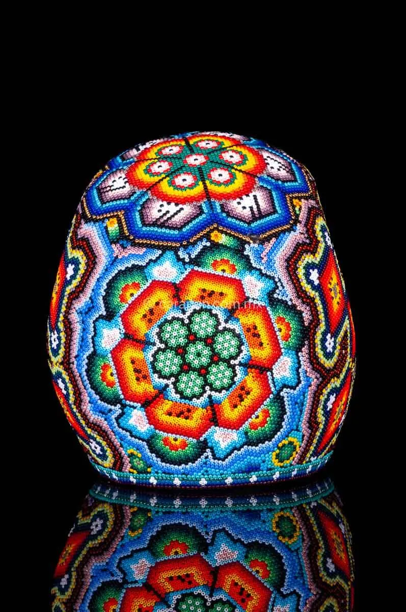Huichol Beaded Skull Decorated with  Sacred Symbols