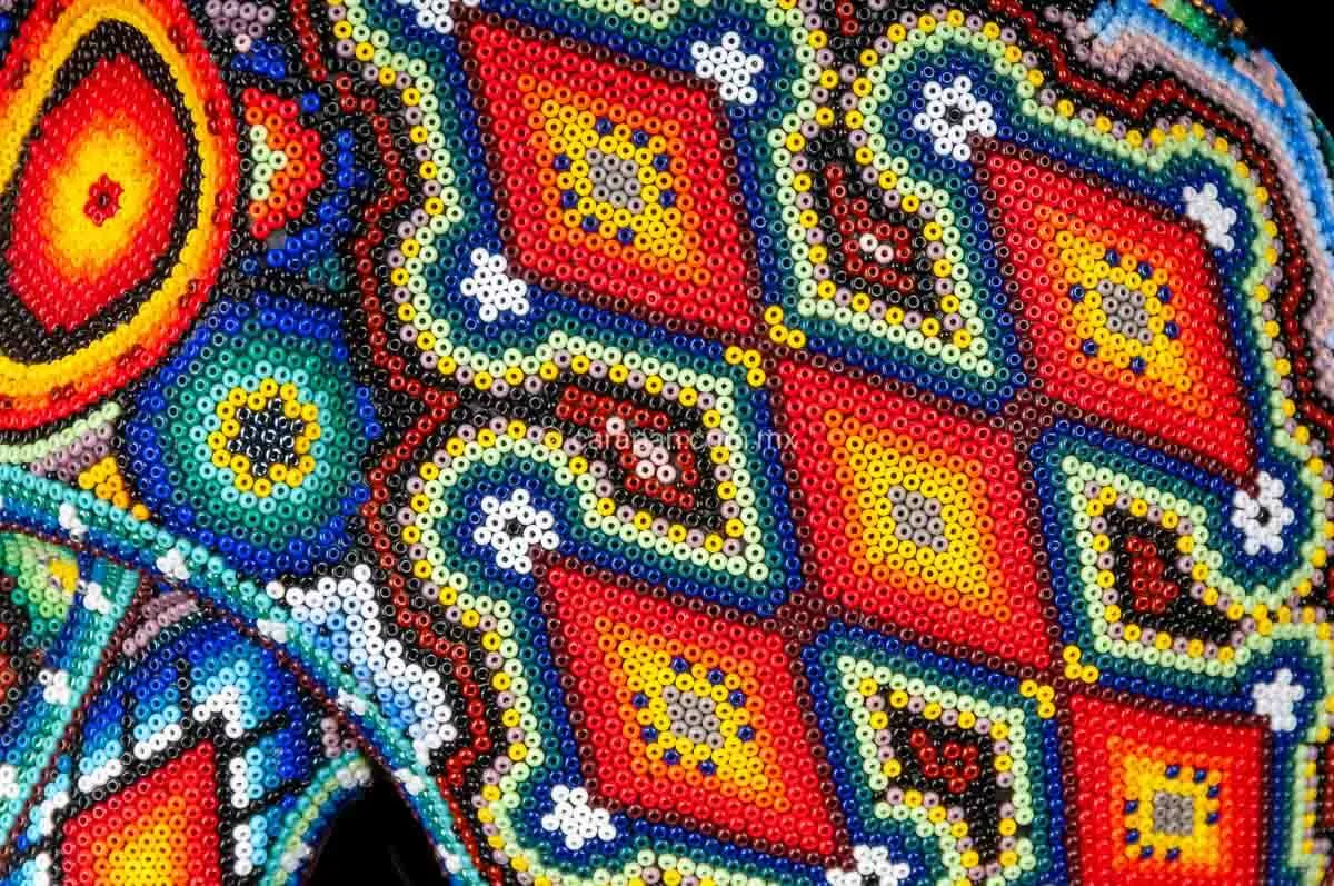 Huichol Beaded Skull Decorated with  Sacred Symbols