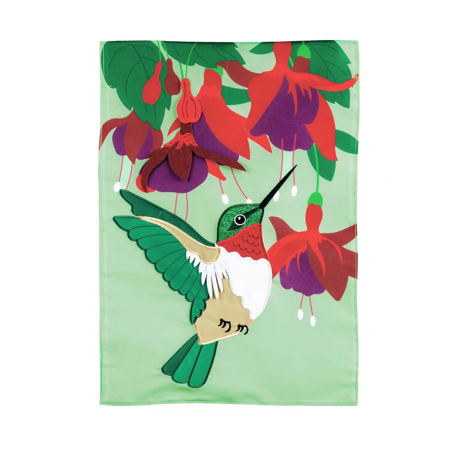 Hummingbird and Fuchsia Garden Applique Flag,169130