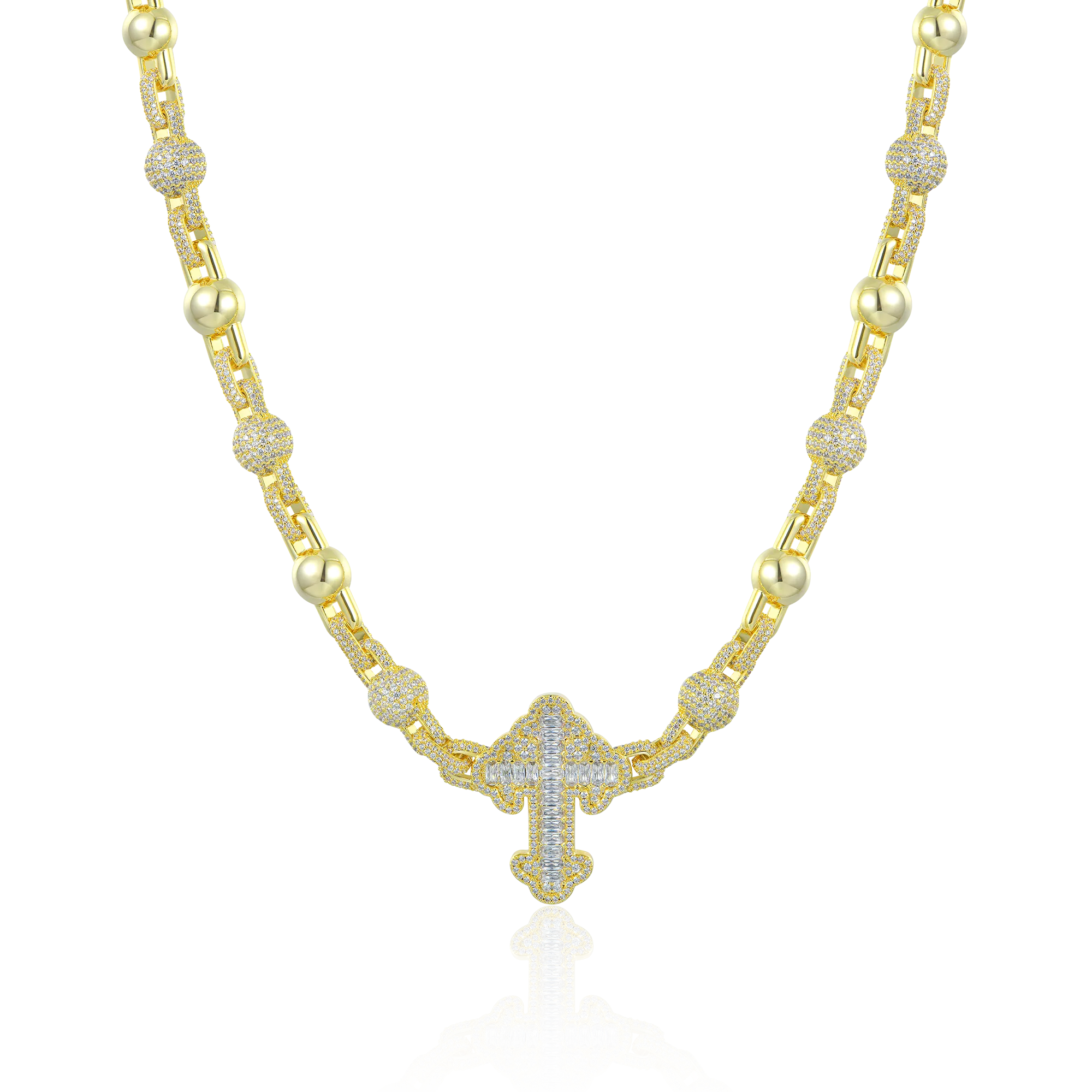 Iced Cross Ball Chain