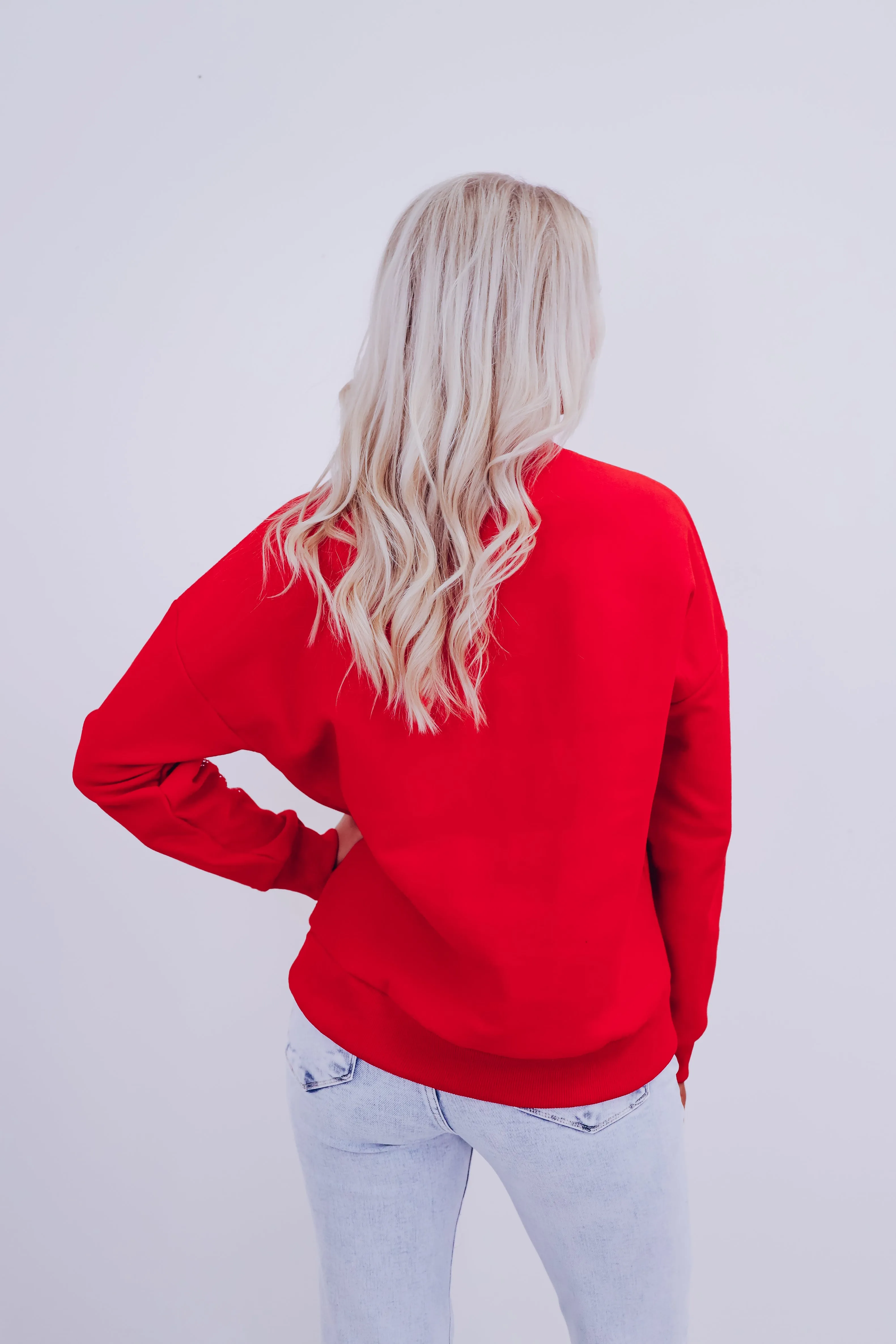 Icy Crystals Snowflake Sweatshirt- Red
