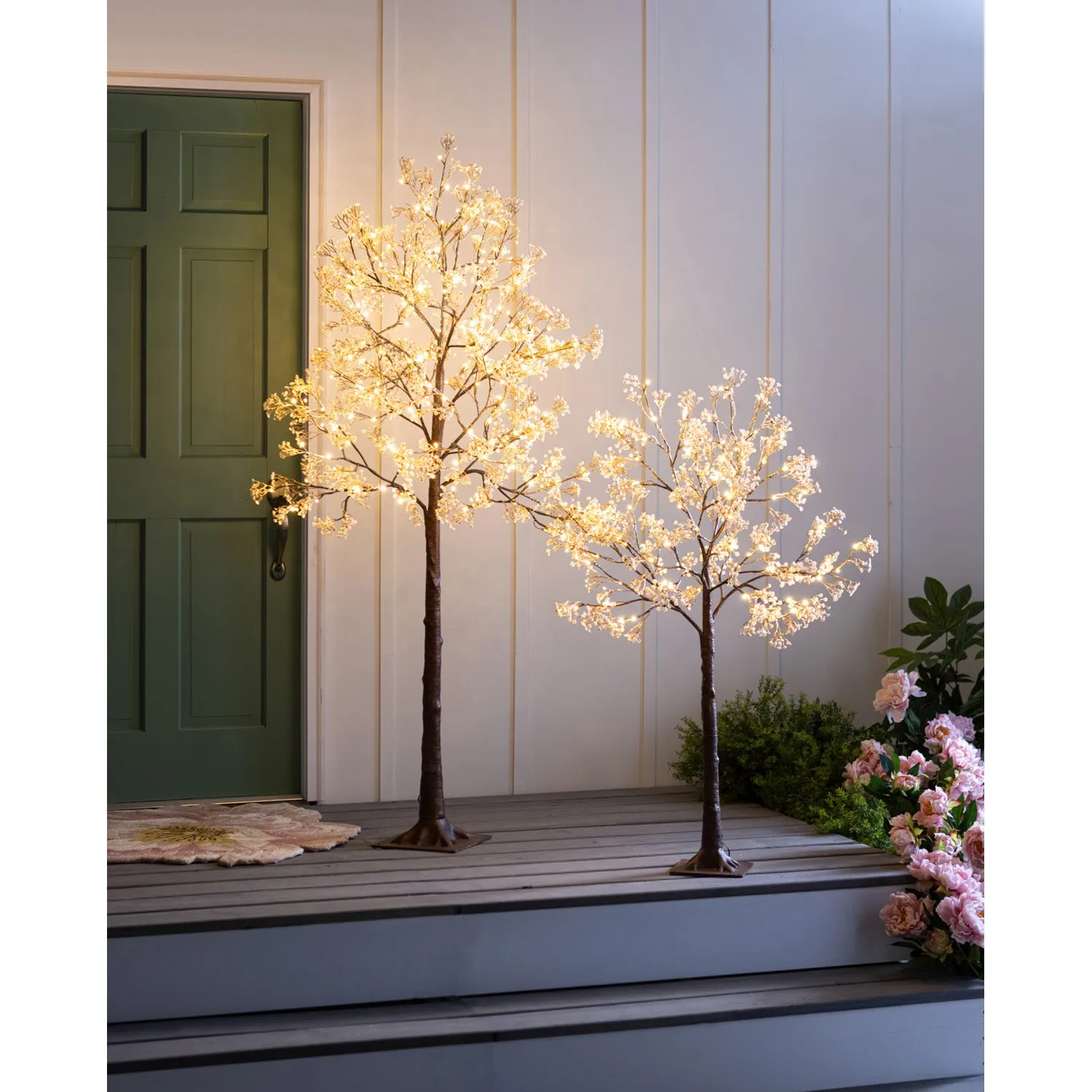 Indoor/Outdoor Electric Lighted Faux Gypsophila Twig Tree, 4' Tall,2phl130