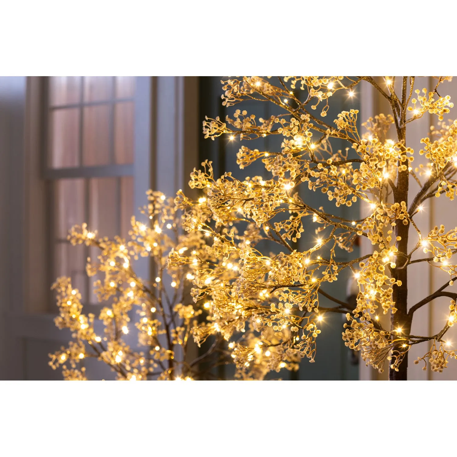 Indoor/Outdoor Electric Lighted Faux Gypsophila Twig Tree, 4' Tall,2phl130