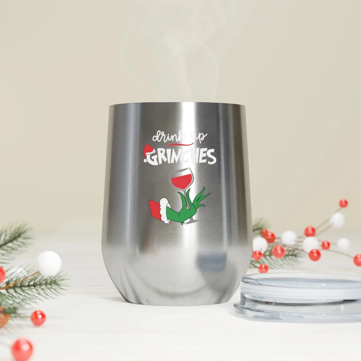 Insulated Wine Tumbler-drink up grinches-12oz