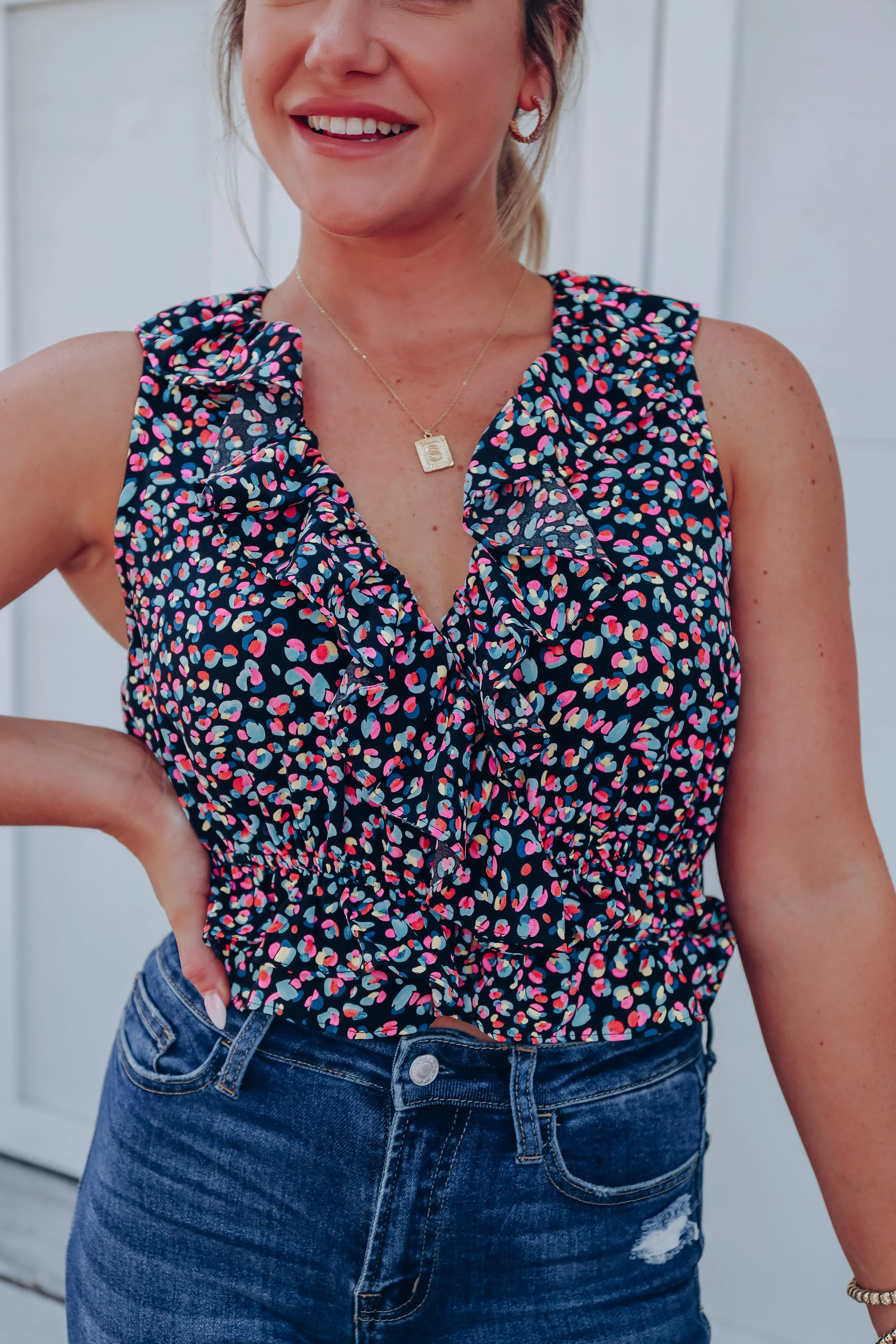 It's About Time Ruffled Crop Top - Black