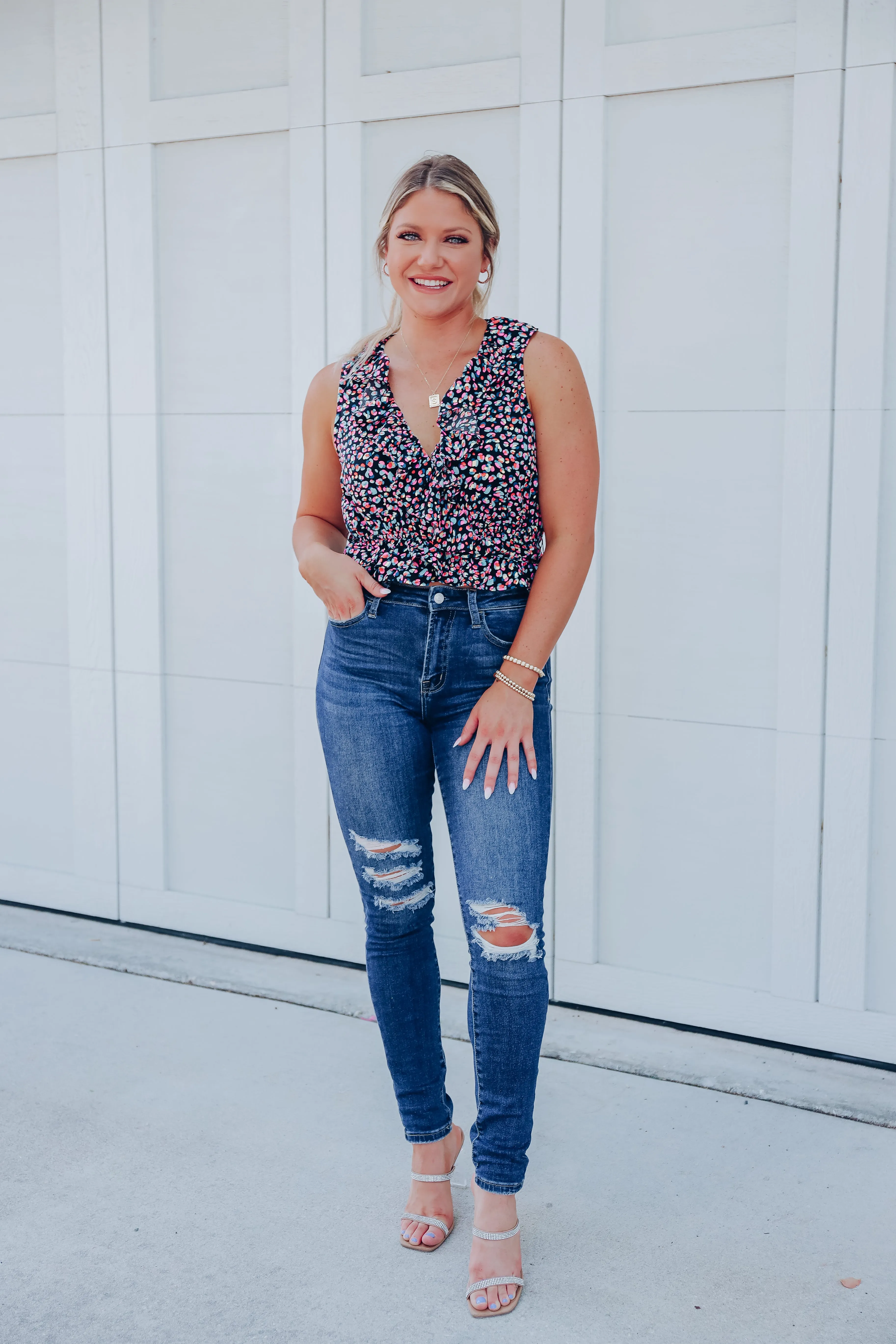 It's About Time Ruffled Crop Top - Black