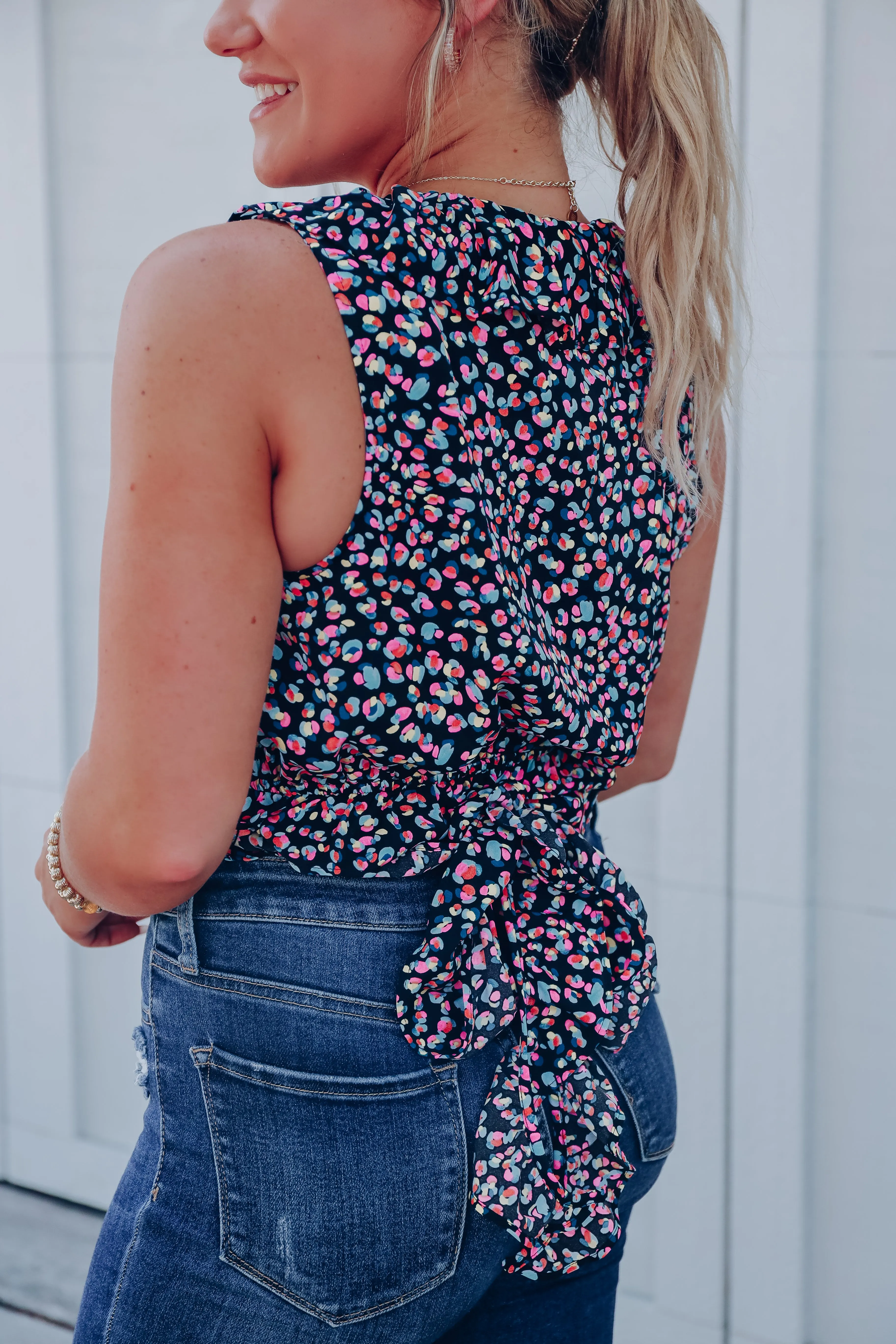 It's About Time Ruffled Crop Top - Black
