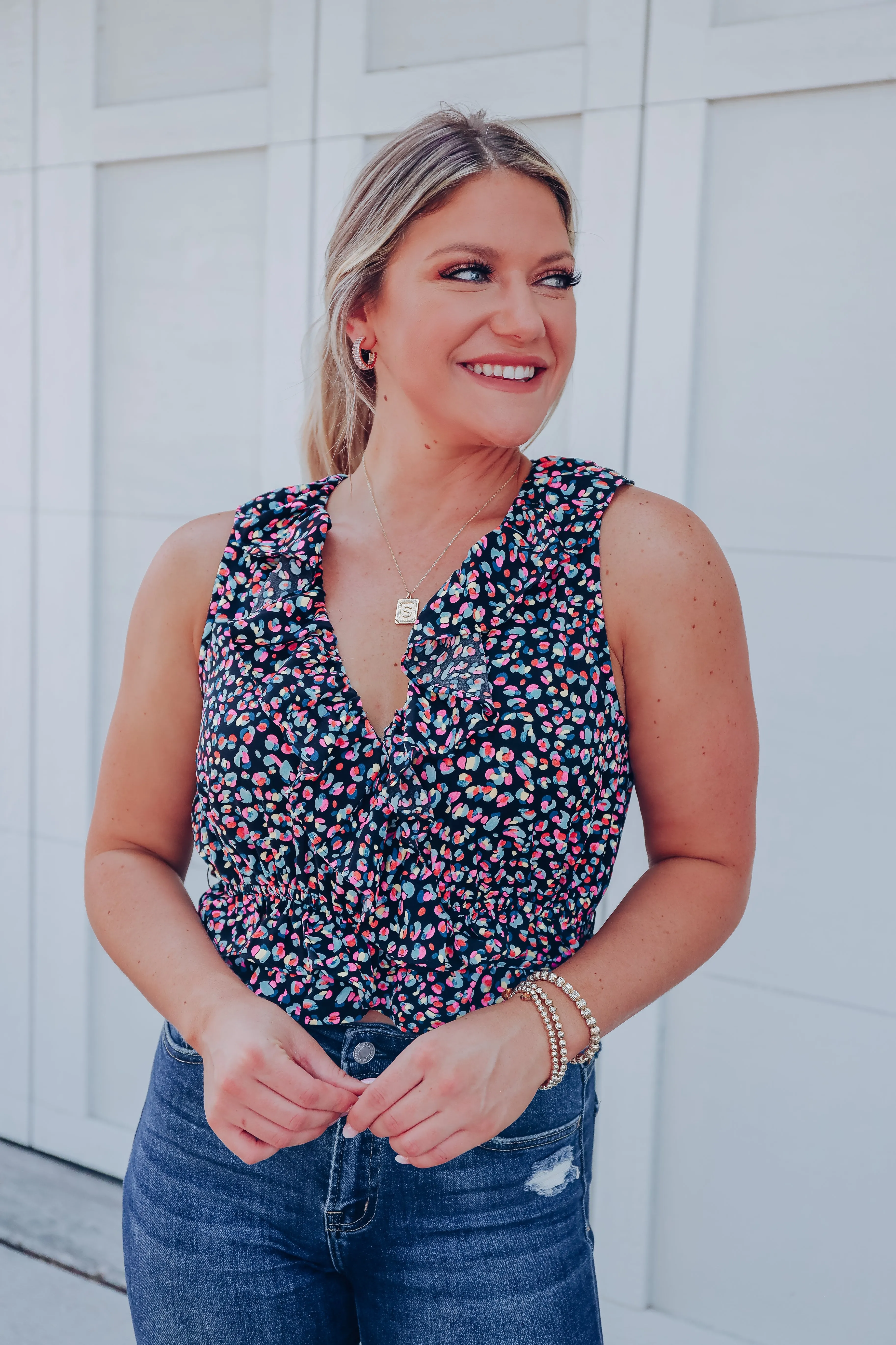 It's About Time Ruffled Crop Top - Black