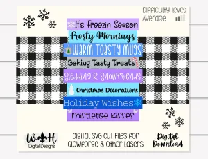It's Freezin Season Winter Bucket List Stacked Sign - Seasonal Wall Decor and DIY Kits - Cut File For Glowforge Lasers - Digital SVG File