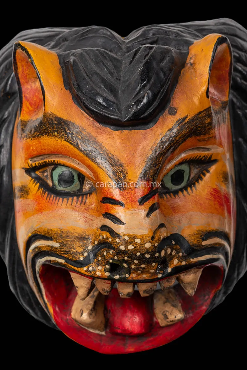Jaguar-Lion Mask Mexican Woodcarving