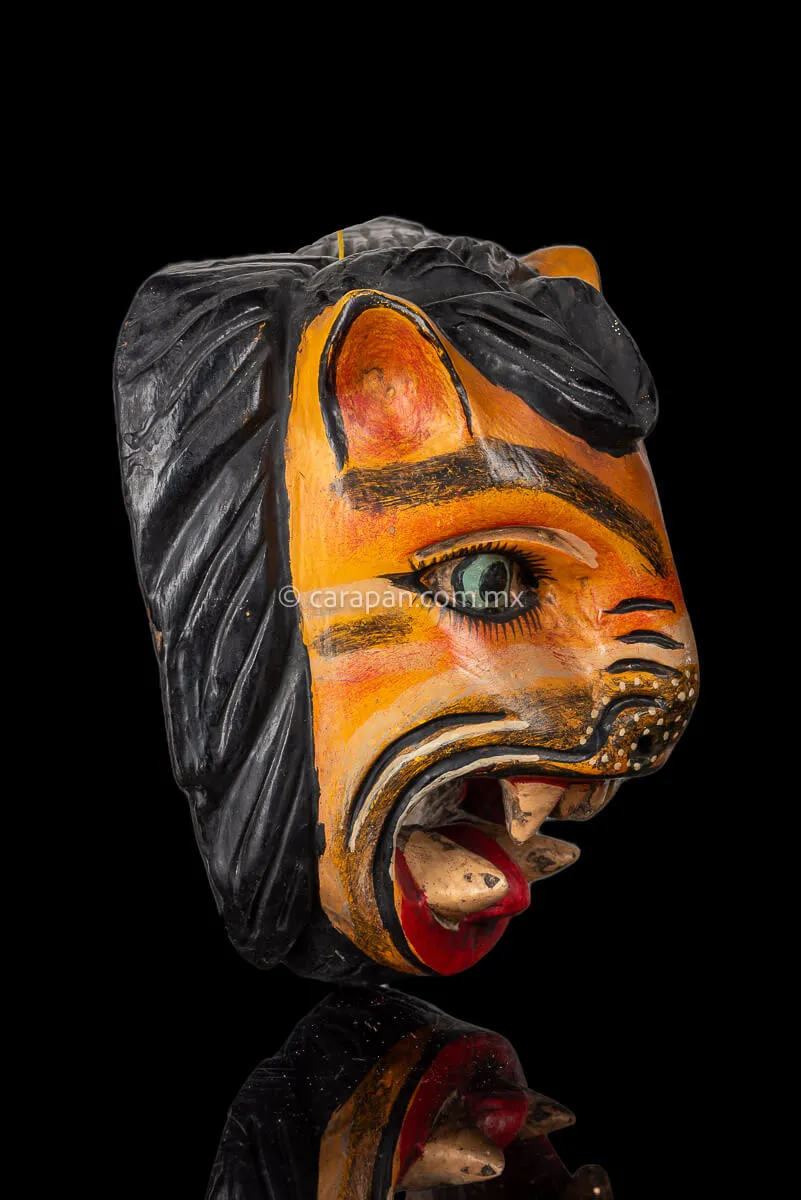 Jaguar-Lion Mask Mexican Woodcarving
