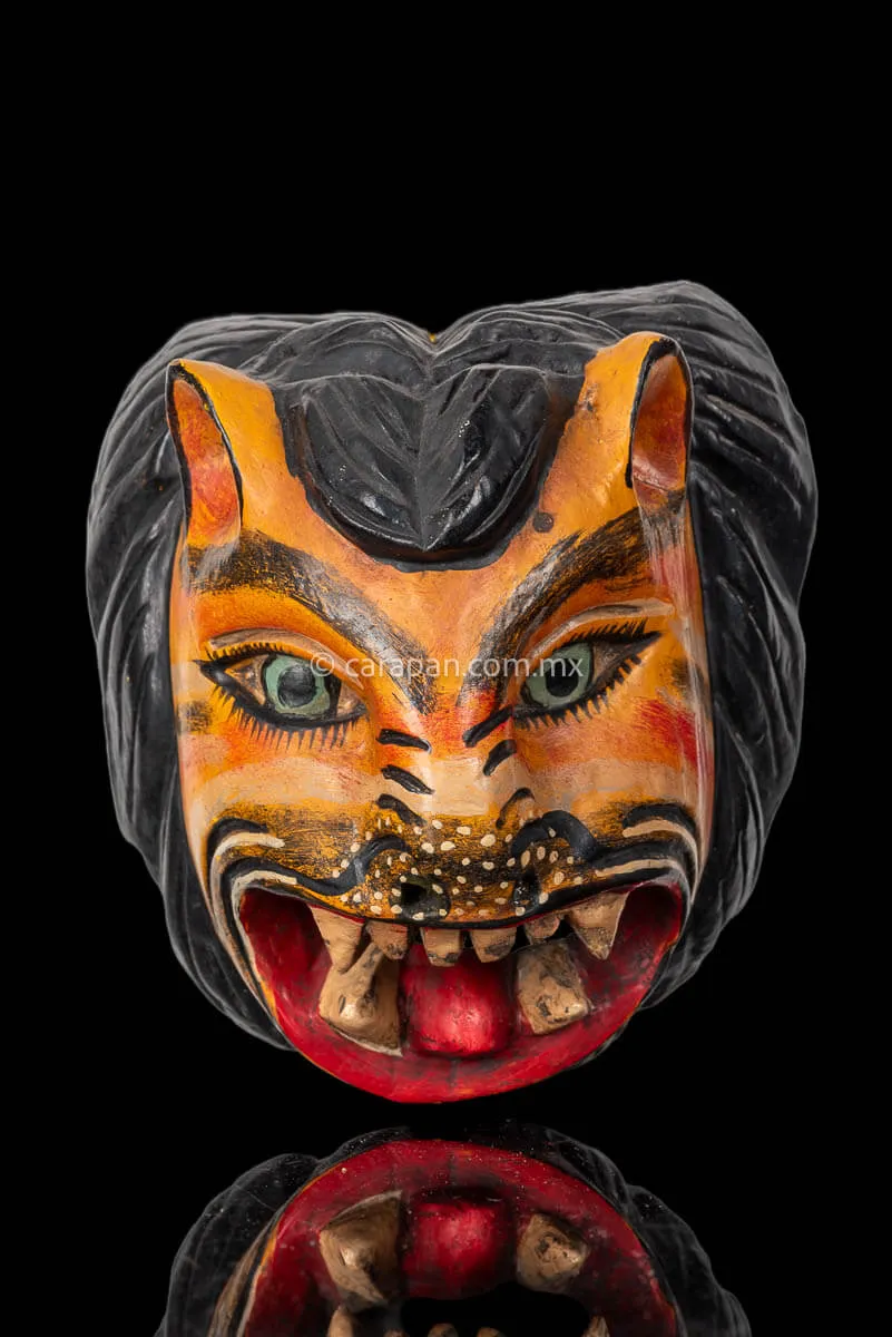 Jaguar-Lion Mask Mexican Woodcarving