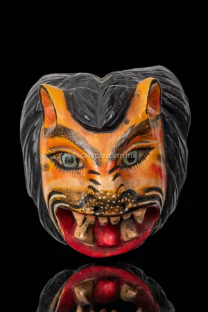 Jaguar-Lion Mask Mexican Woodcarving