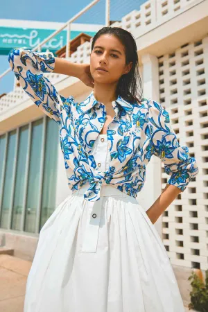 JAMES TOP - PORCELAIN FLORAL BLUE