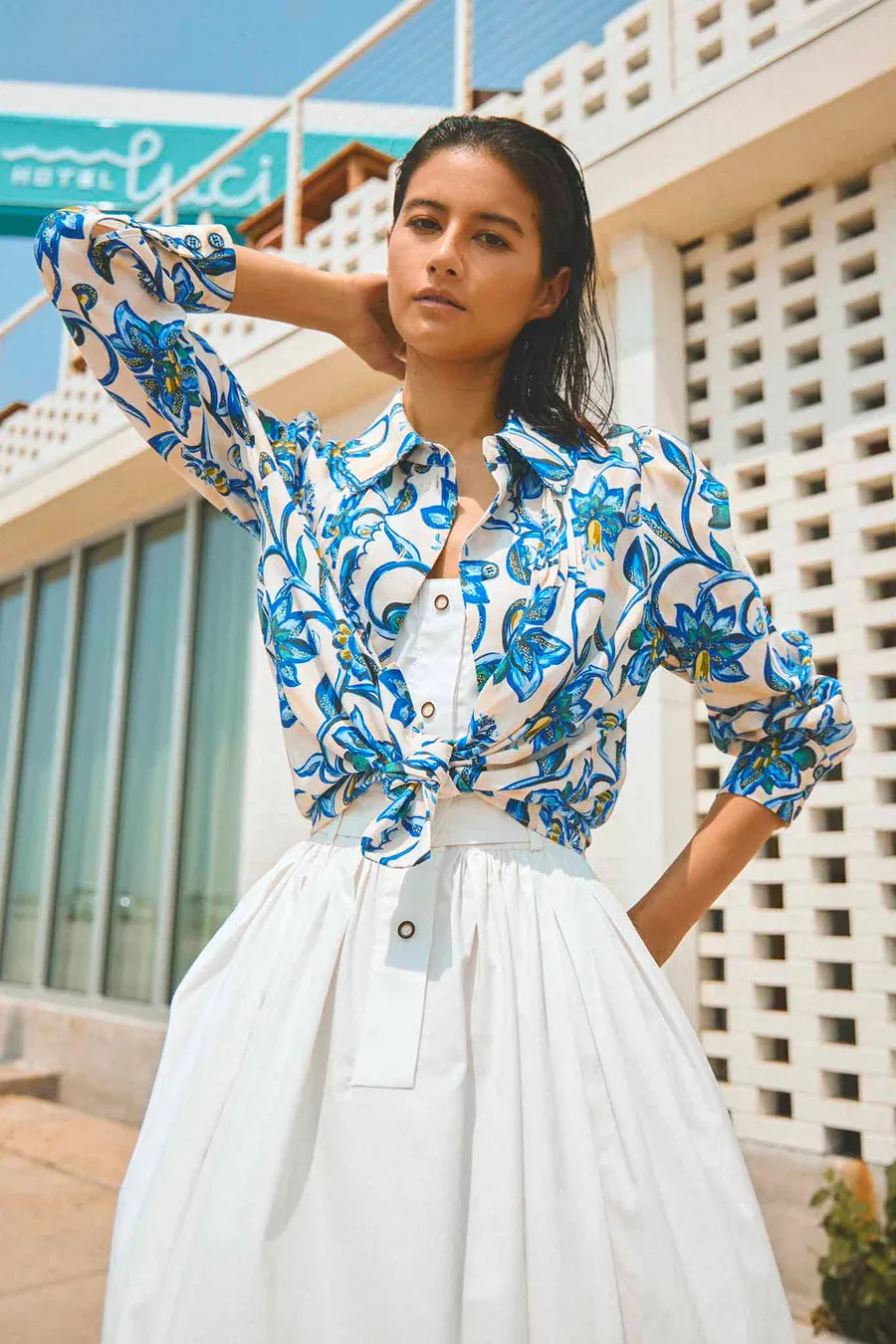 JAMES TOP - PORCELAIN FLORAL BLUE