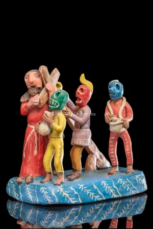Jesus Carrying the Cross Ocumicho Vintage Surreal  Pottery