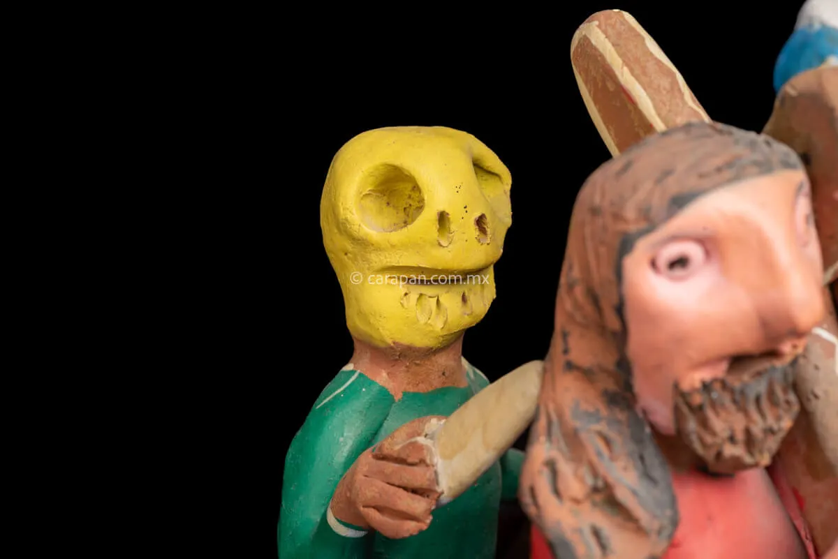 Jesus Carrying the Cross Ocumicho Vintage Surreal  Pottery