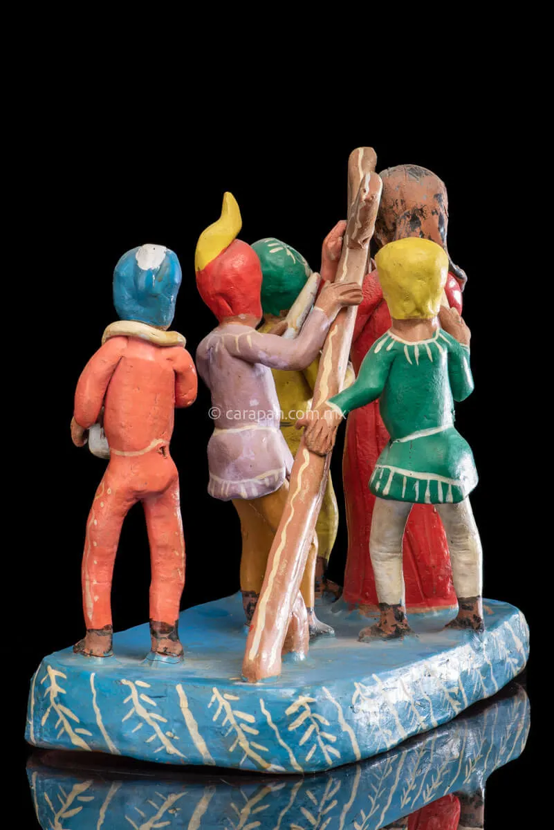 Jesus Carrying the Cross Ocumicho Vintage Surreal  Pottery