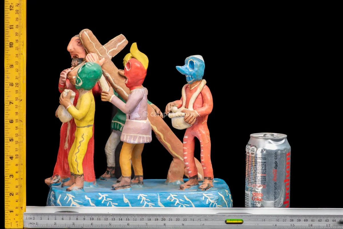 Jesus Carrying the Cross Ocumicho Vintage Surreal  Pottery
