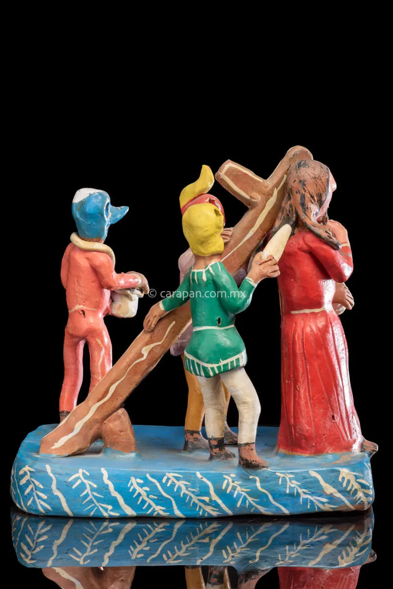Jesus Carrying the Cross Ocumicho Vintage Surreal  Pottery