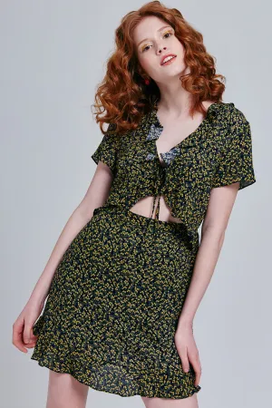 Judi Floral Print Tie Front Dress