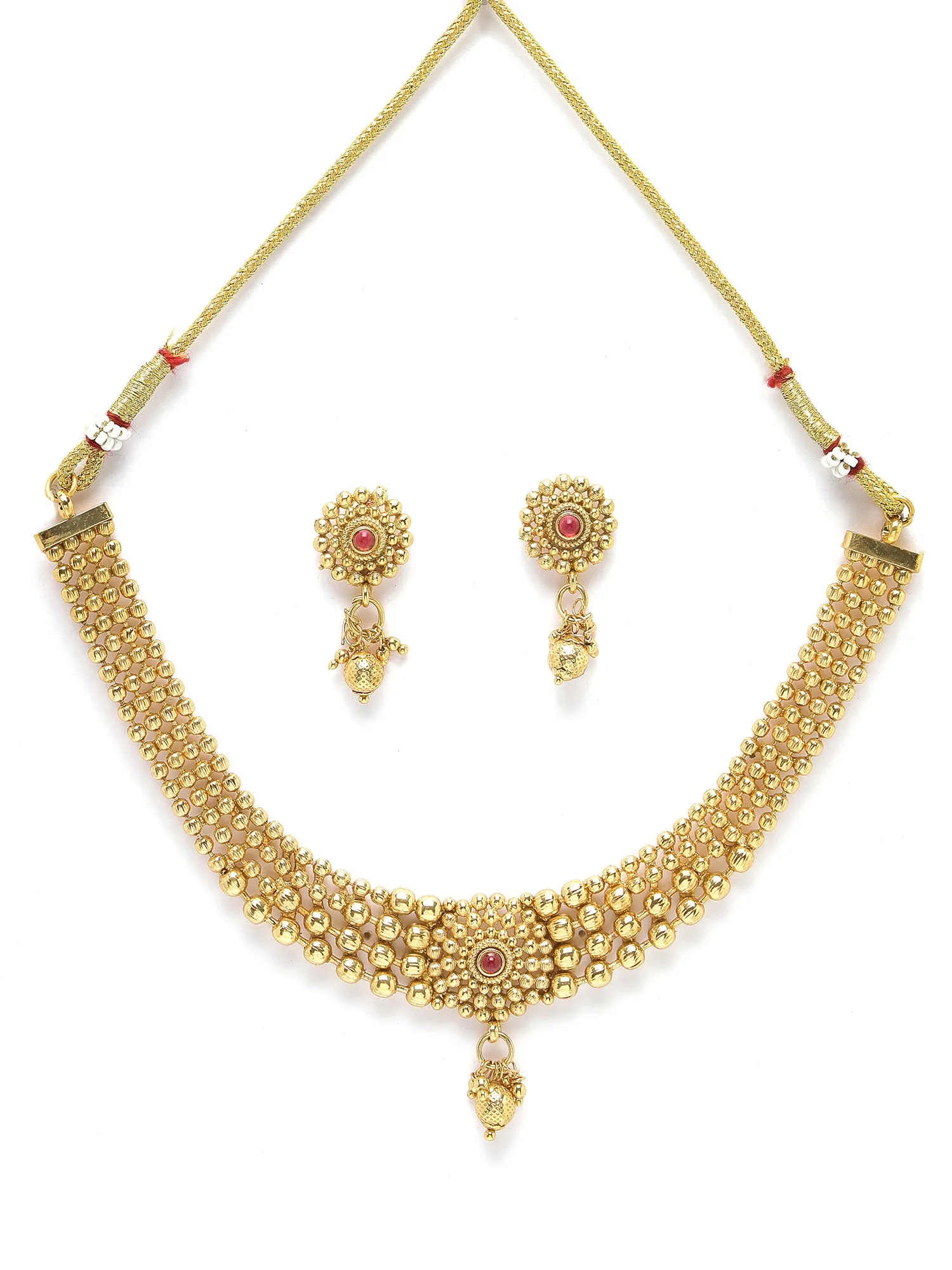 Karatcart Gold Plated Classic Temple Jewellery Set for Women