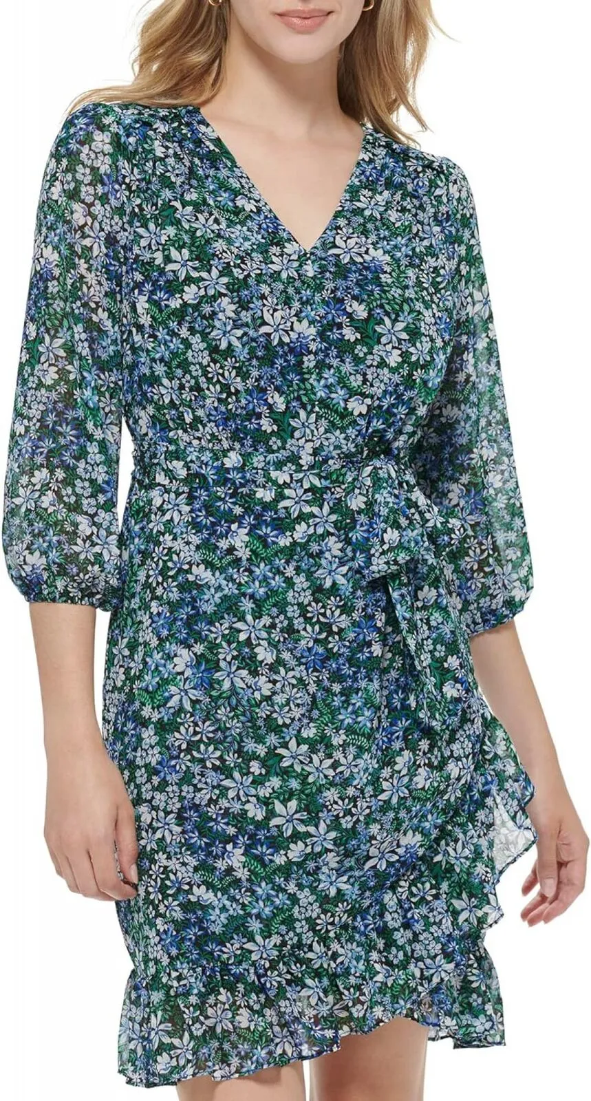 Karl Lagerfeld Paris Essential Floral Print Women’s Dresses Blue Multi 10