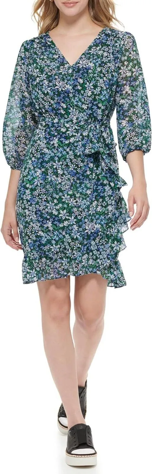 Karl Lagerfeld Paris Essential Floral Print Women’s Dresses Blue Multi 10