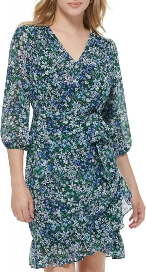 Karl Lagerfeld Paris Essential Floral Print Women’s Dresses Blue Multi 10