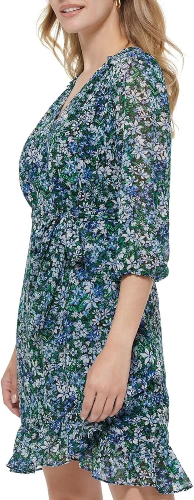 Karl Lagerfeld Paris Essential Floral Print Women’s Dresses Blue Multi 10