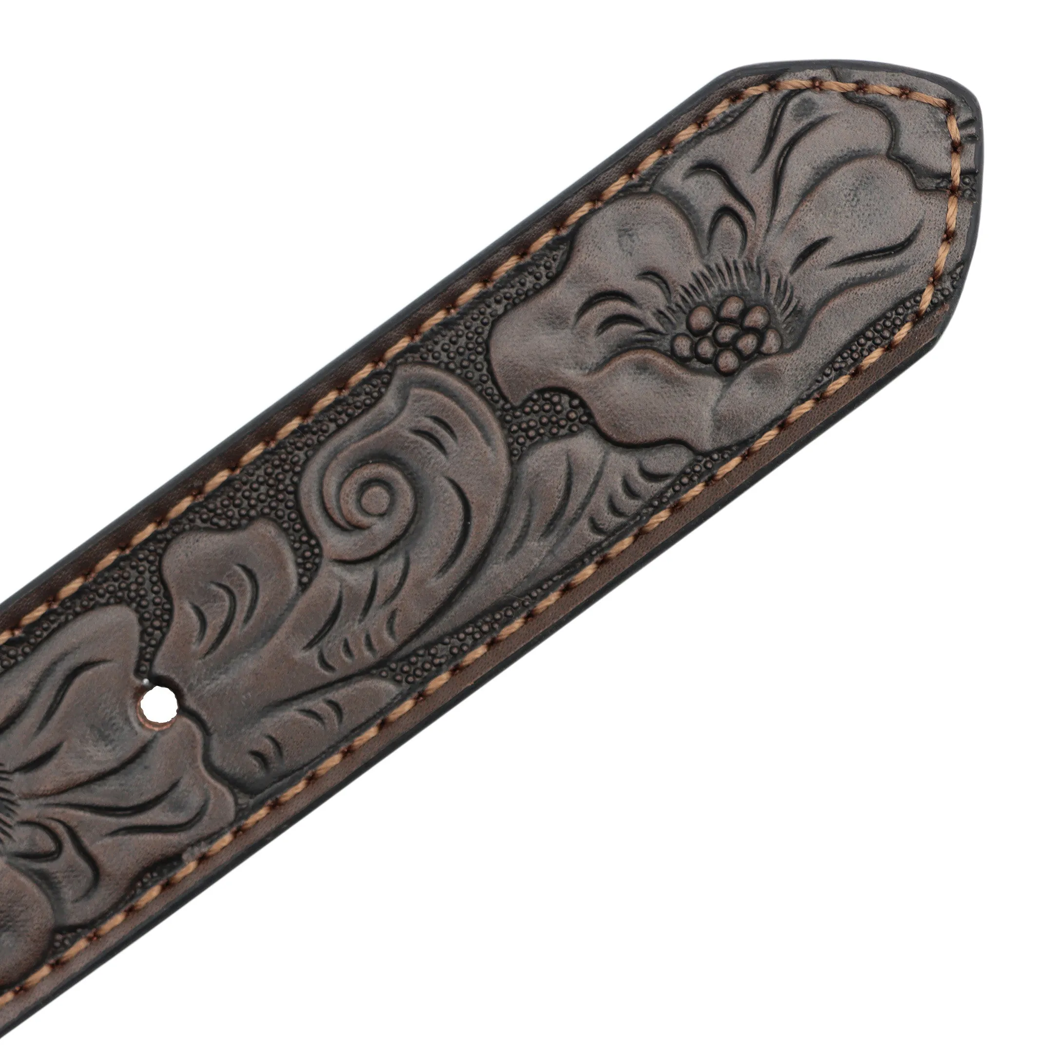 Kids' 1 1/4" Longhorn and Flowers Buckle with Tooled Belt