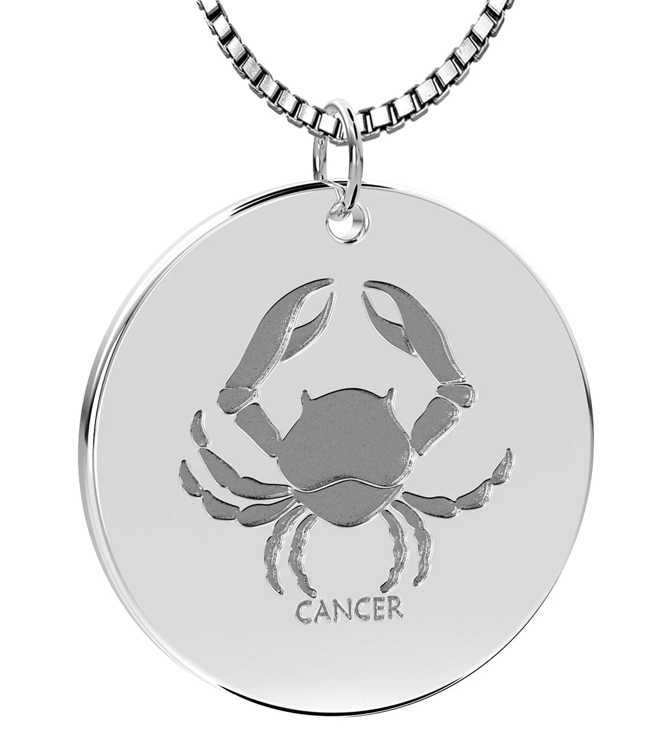 Ladies 925 Sterling Silver 1in Round Aquarius Zodiac Polished Pendant Necklace