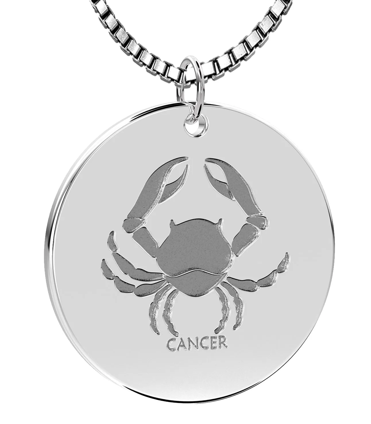 Ladies 925 Sterling Silver 1in Round Aquarius Zodiac Polished Pendant Necklace