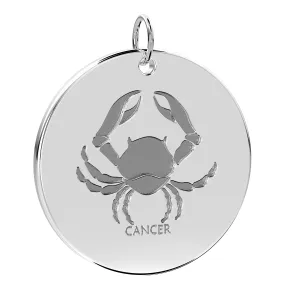 Ladies 925 Sterling Silver 1in Round Aquarius Zodiac Polished Pendant Necklace