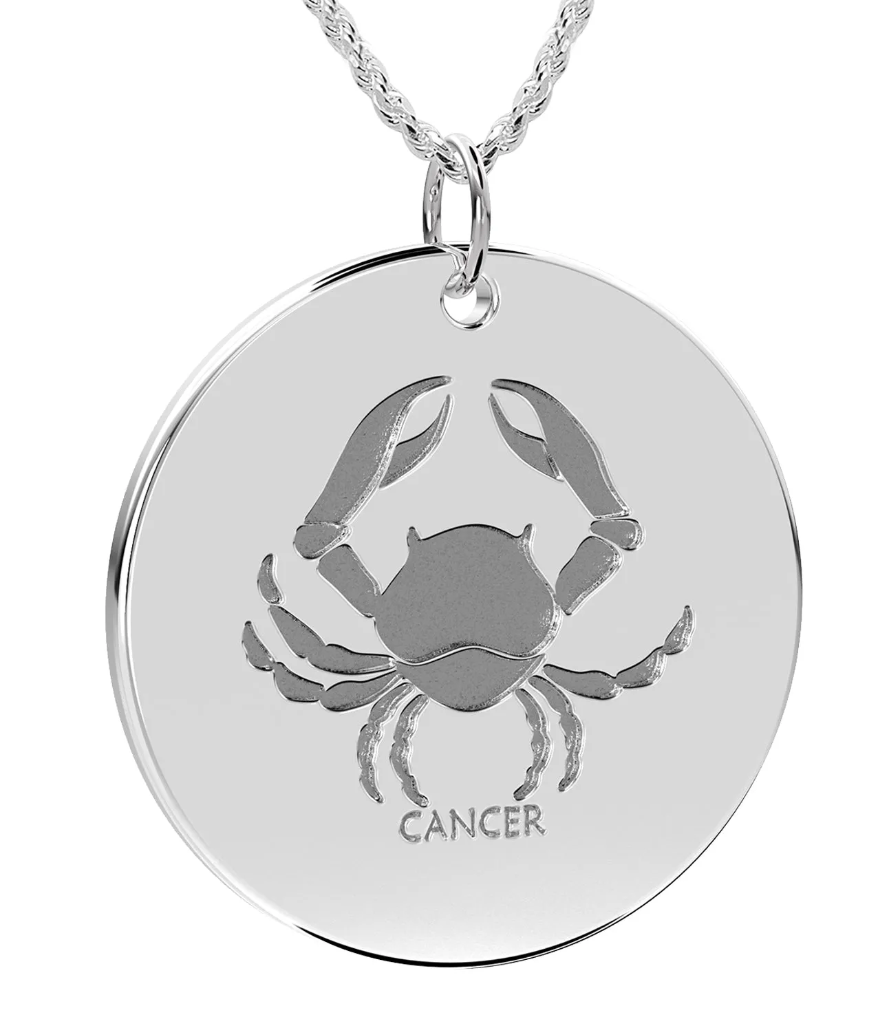 Ladies 925 Sterling Silver 1in Round Aquarius Zodiac Polished Pendant Necklace
