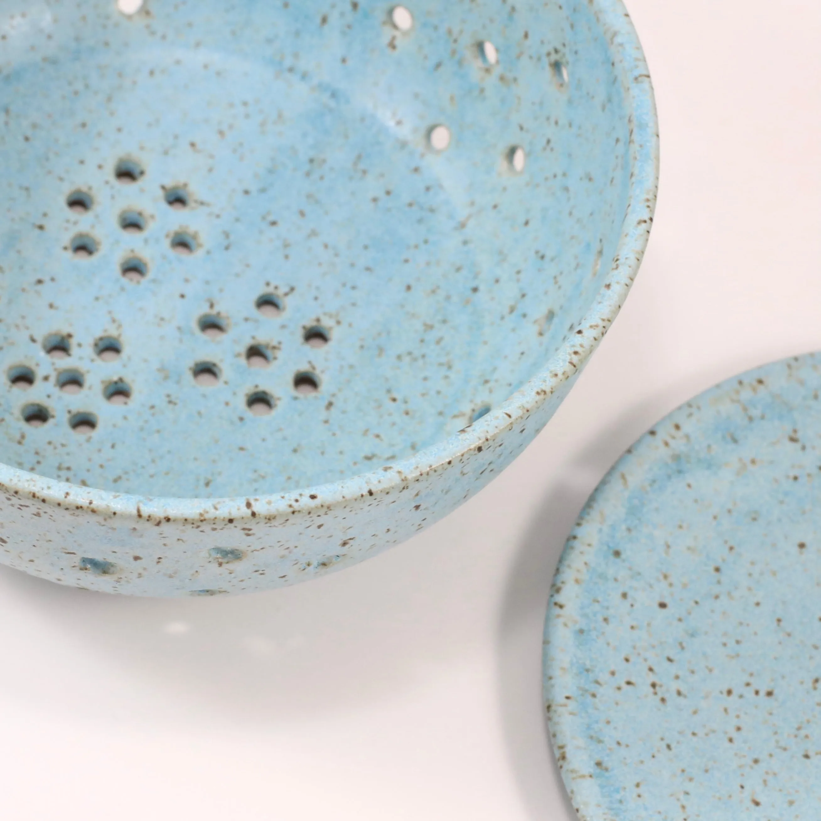 Large Berry Bowl with Saucer in Robin's Egg by Rachael Pots