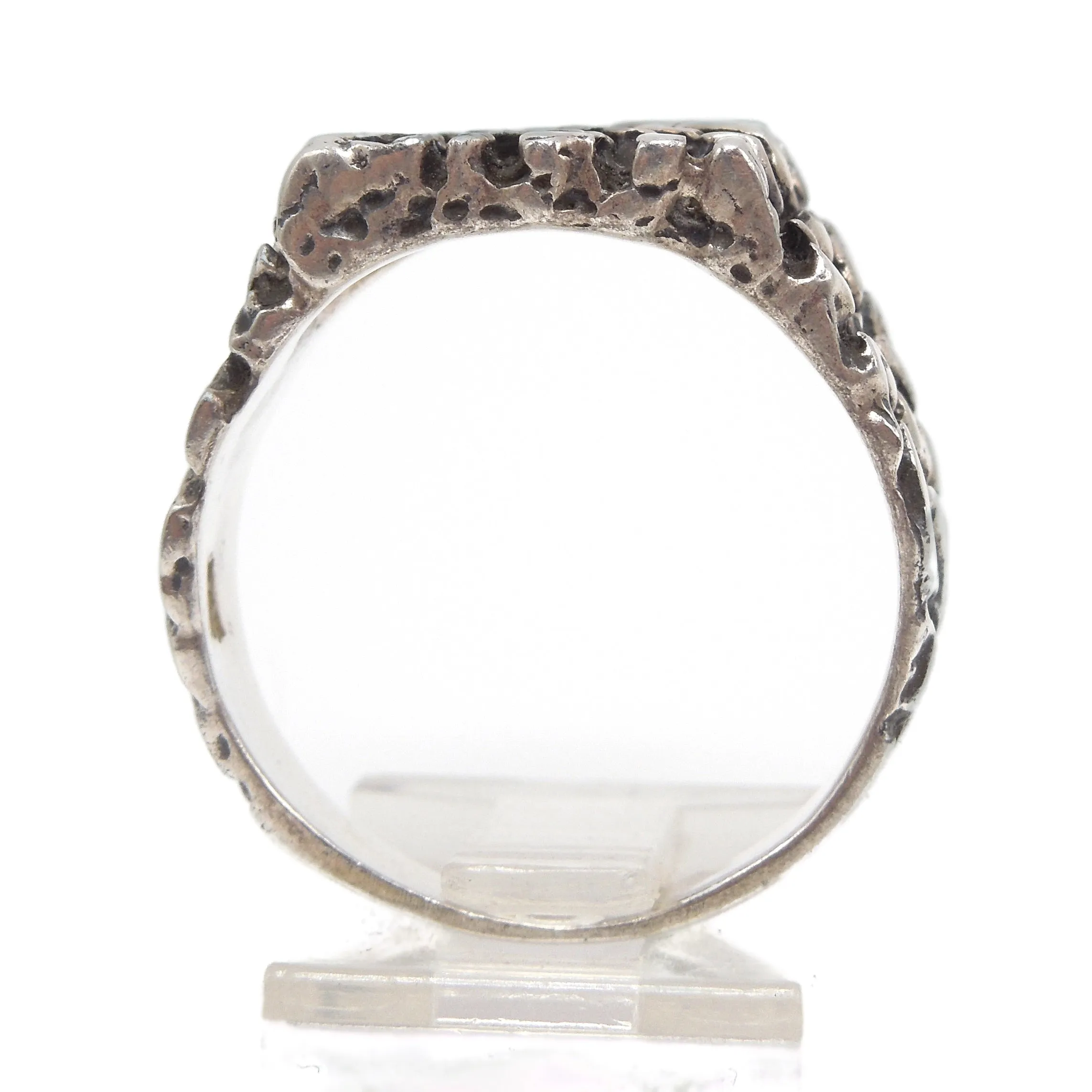 Large Sterling Silver Nugget Style Gents Ring