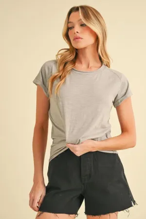 Lettuce Edge Cotton Tee - Light Gray