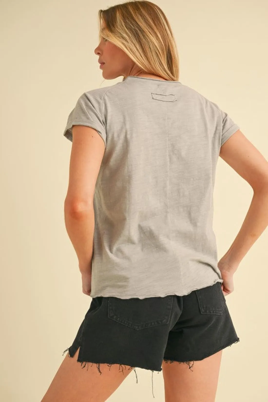Lettuce Edge Cotton Tee - Light Gray