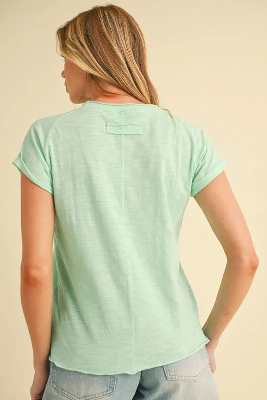 Light Green Lettuce Edge Short Sleeve T-Shirt