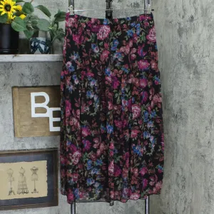 Linea by Louis Dell'Olio Women's Floral Print Soft Skirt Black Medium