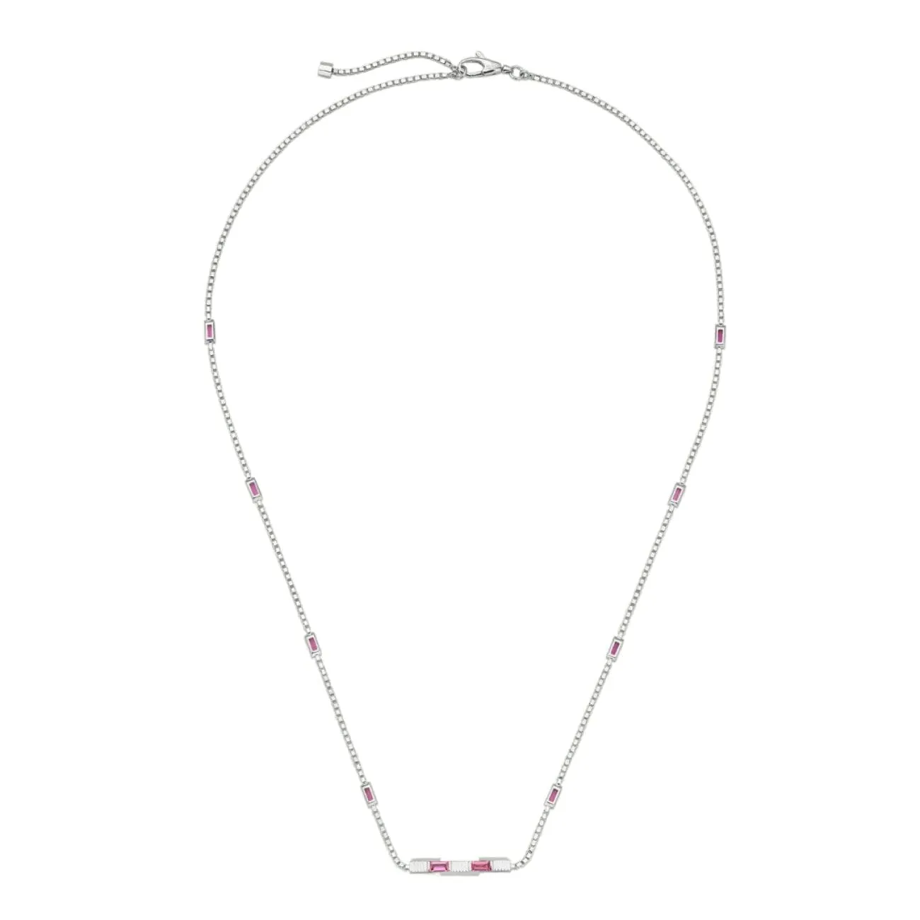 Link To Love 18K White Gold Baguette Rubellite Necklace