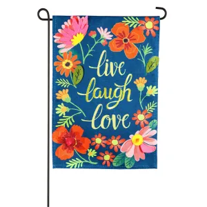 Live Laugh Love Floral Garden Burlap Flag,14b9479