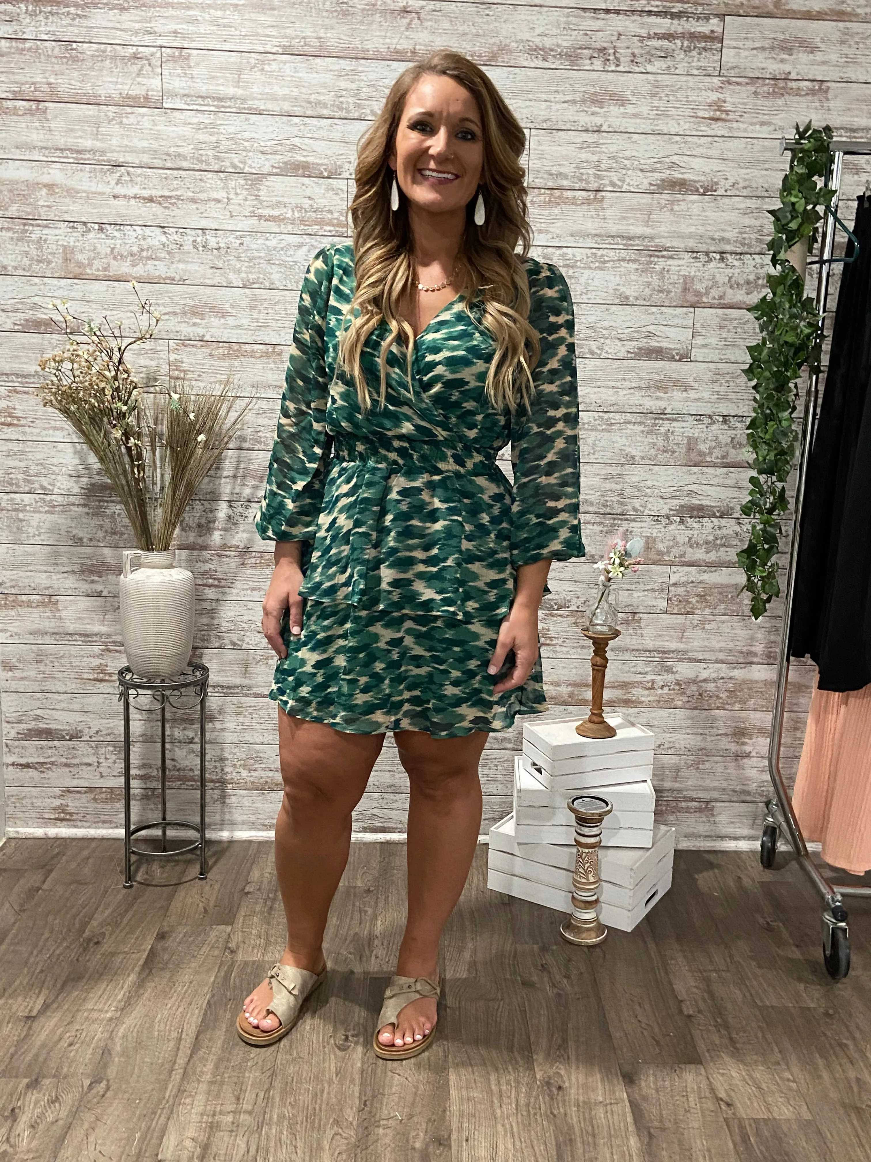 Living the Dream Abstract Ruffled Dress