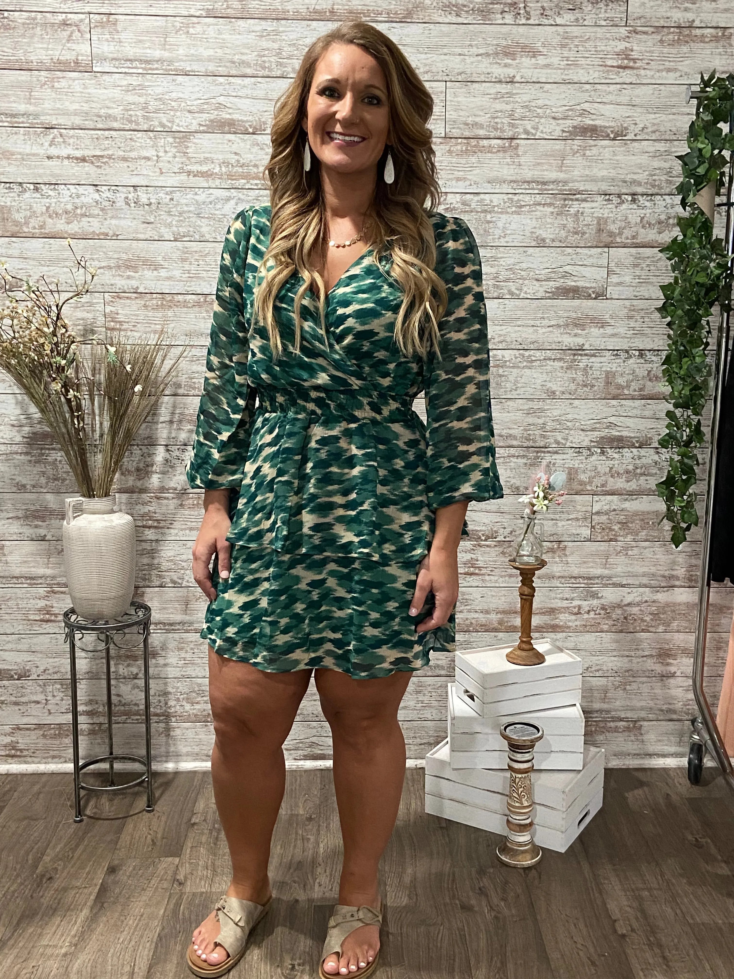 Living the Dream Abstract Ruffled Dress