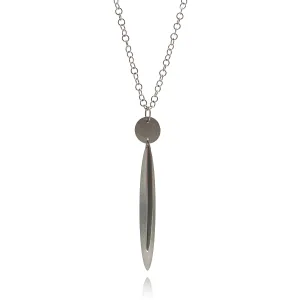 Long Silver Geometric Pendant Necklace