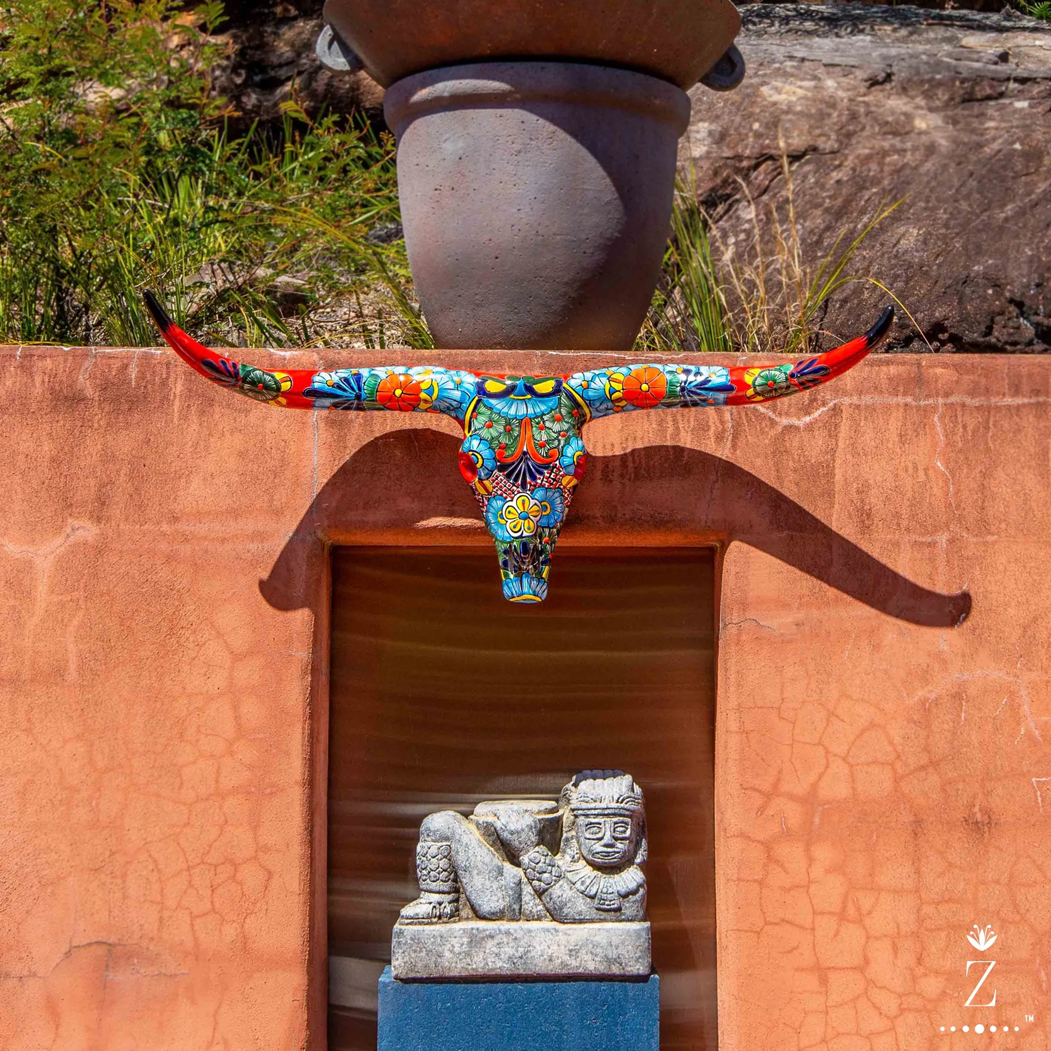 Longhorn Sculpture | Talavera Red Large