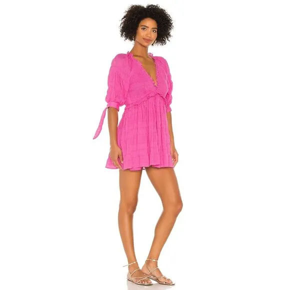 Lovers   Friends Finnegan Pink Smocked Mini Dress size small