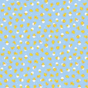 Makower Hello Spring | Cheerful Chicks | Blue